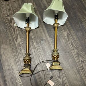 Vintage Elegant Gold and Cream Table Lamps